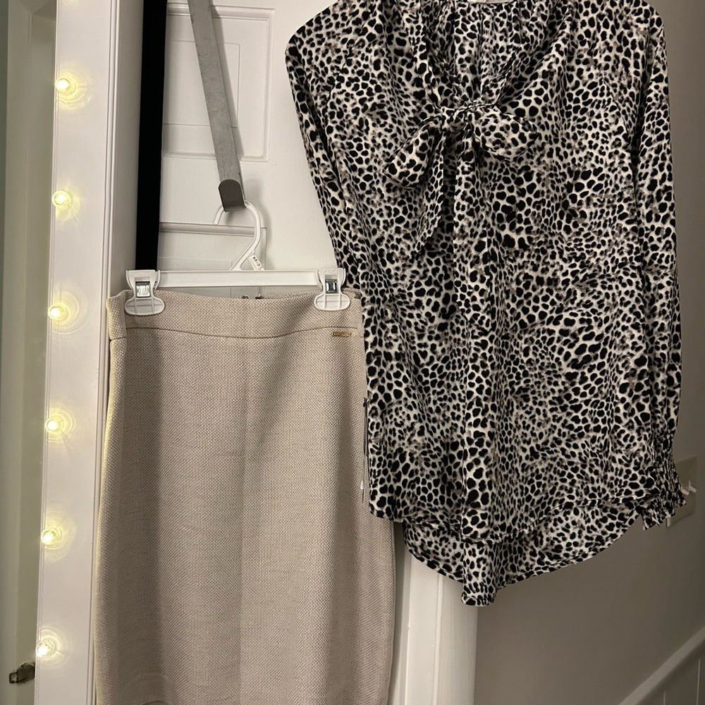 Nine West Beige Pencil Skirt